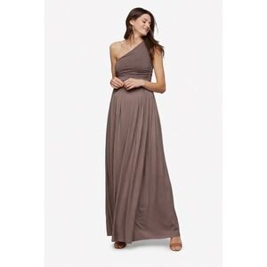 Rachel Pally One Shoulder Gathered Waist Maxi Dress Taupe sz M Maternity Stretch